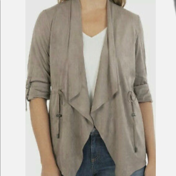 Kut from the Kloth Faux Suede Drape Open Jacket Drawstring Waist - Picture 4 of 4